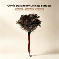 ELECDON Feather Duster dengan Gagang Kayu Alat Penyapu Debu Lembut dan Halus untuk Membersihkan Rumah dan Mobil Ramah Lingkungan Dapat Digunakan Kembali Mudah Dibersihkan (2 Buah)