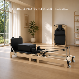 Reformer de Pilates Plegable de Madera de Arce con Resortes Importados y Cama Profesional de Cuero EVA para Equipos de Fitness en Casa y Estudio - Product Image 1