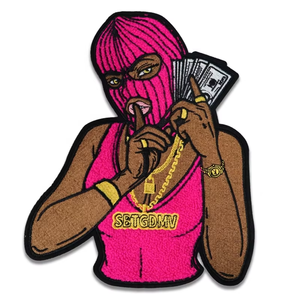 Parche bordado con diseño de dibujos animados, termoadhesivo para ropa, troquelado, con diseño de chica negra, personalizado, bordado al por mayor - Product Image 2