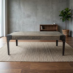 Industrial Style Solid Wood Coffee Table-Metal <b>Oak</b> Wood Antique Custom Size Outdoor Farmhouse Villa Warehouse Dining Living Room - Product Image 3