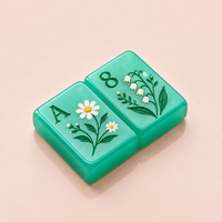 Tuiles de Mahjong Américaines en Résine Polie Premium, Gravées Nœud Papillon, Couleurs Crème Macaron Multi-Tons, Blocs de Jeu de Mahjong Solides