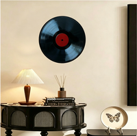 Disque vinyle Kanluck avec LED, panneau MDF laqué moderne, rond 38x38cm, pour la décoration de la maison