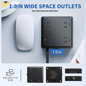 Regleta de Enchufes con 4 Tomas de CA, 2 Puertos Tipo C y 1 Puerto USB A, Enchufe en Ángulo de 45 Grados, Protector de Sobretensión para Oficina, Hotel y Hogar - Product Image 2