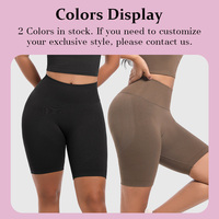 Short Cycliste Taille Haute 4 Pouces Personnalisé en Nylon Ultra Doux pour Femme, Pantalon de Yoga de Course et d'Entraînement