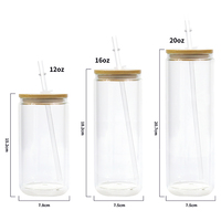 Vente chaude bricolage tasse Snowglobe gobelet 16oz pré-percé Sublimation Snow Globe bière peut verre avec couvercle en bambou et paille
