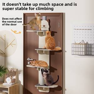 ثابت شجرة القط برج القط تسلق الأثاث مع لوح السجاد معلقة على الباب - Product Image 2