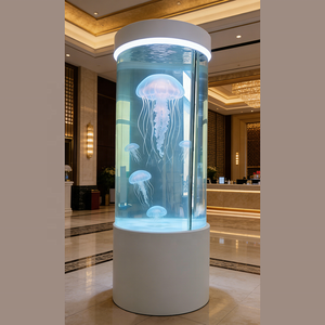 Op maat gemaakte, geëxtrudeerde oceanariumscène van dik, duurzaam acryl, grote ronde cilindrische <span class=keywords><strong>aquarium</strong></span> met snijservice - Product Image 4