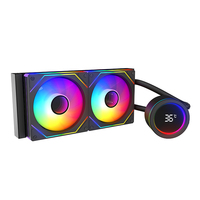 Refroidisseur de processeur AIO 240 mm avec refroidissement par eau, tête rotative ARGB Infinity Mirror, 280 W TDP, ventilateur PWM noir pour boîtier d'ordinateur