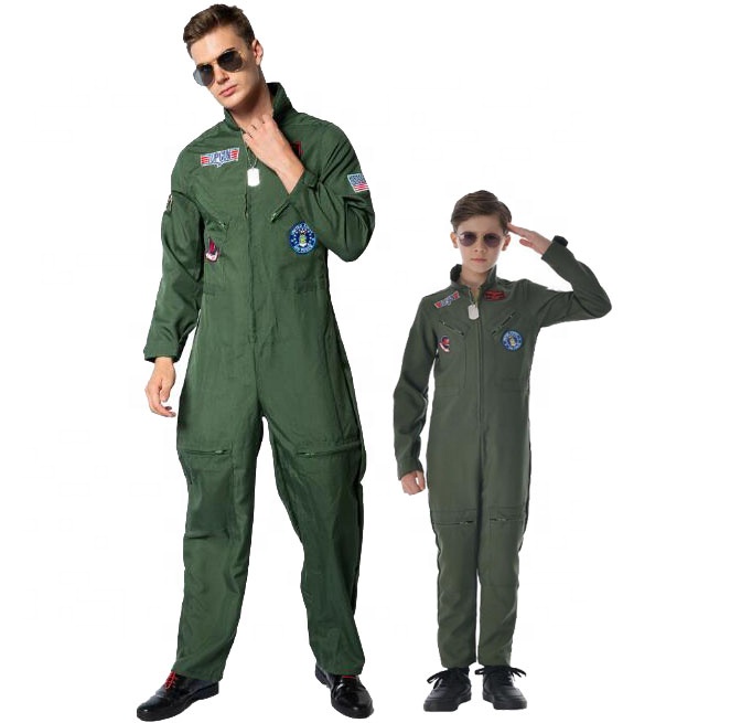 Ecowalson Top Gun Flight Fancy Dress Up Kids Pilot Costume Halloween Party Men Fighter Pilot Costume