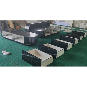 Mesa de Centro Redonda Rectangular de Cuarcita Negra Brasilia de Estilo Moderno y Lujoso, Directo de Fábrica, con Cajones para Sala de Estar Interior - Product Image 6