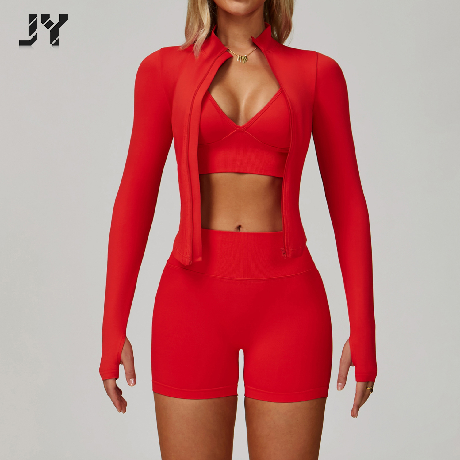 Hot Selling Spring and Summer Outdoor Women's Sports Set High Beauty and Skin Friendly Women's Long Sleeved Three Piece Yoga Set