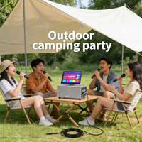 GENCE Enceinte KTV Intelligente Portable avec Écran Tactile RGB, Micros Sans Fil UHF Doubles, Basses HiFi, pour Fêtes à Domicile et Extérieur (Bluetooth 5.0)