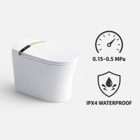 Toilette intelligente avec siège chauffant, commande vocale, télécommande, céramique, montage au sol, chasse d'eau par siphon