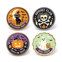 Pins de solapa esmaltados clásicos de Halloween, de metal, con diseños de fantasma de dibujos animados, calabaza, murciélago y telaraña, insignia tipo broche, para mochila con logotipo personalizado