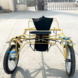 Charrette de concours pour poney Marathon, verte, en acier, à 2 roues, du fabricant chinois, à vendre - Product Image 3