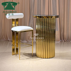 Wedding Furniture Gold Stainless Steel Round Bar Counter <b>Table</b> <b>and</b> <b>Chair</b> - Product Image 1