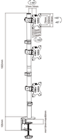 Bras articulé pour moniteur Écran d'ordinateur à trois PC Support pour moniteur à triple hauteur réglable Support pour bureau