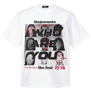 Camiseta blanca retro con estampado grande, estilo hip-hop, personalizable. Apto tanto para hombres como para mujeres. F10 - Product Image 1