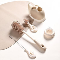 Outil de nettoyage de tasse rotatif à 360 degrés avec base Brosse à biberon en silicone Brosse à sucette et brosse à paille