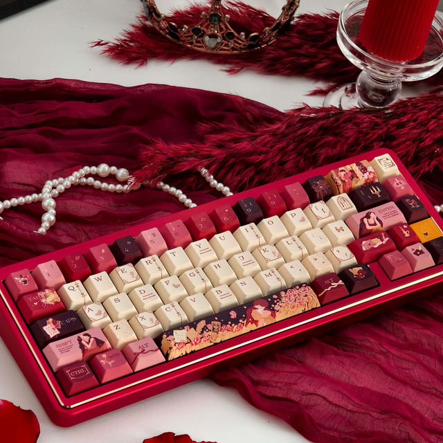 Cherry Profile Romeo and Juliet Metallic Paint Finish PBT Keycaps Custom-made for Mx Switch 61/64/68/104/108 Mechanical Keyboard