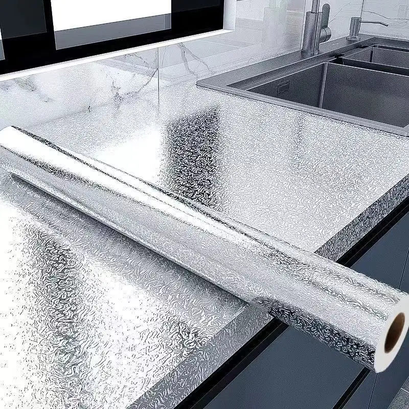 Papel de alumínio espessado de alta qualidade, adesivos à prova d'água para armários, adesivos resistentes a óleo, adesivos para folha de cozinha