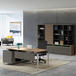 Escritorio de pie de MDF de madera con Panel de Roble de lujo moderno, muebles versátiles de vidrio de hierro para el hogar, la escuela, la oficina o los gerentes de jefe - Product Image 4