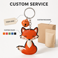 Porte-clés renard en cuir PU mignon, pendentif clochette en peluche animal de dessin animé, porte-clés de voiture, accessoire de sac, cadeau RR08
