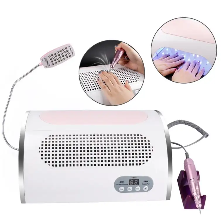 Milti function Manicure Machine Strong Powerful Suction Vacuum Cleaner With UV LED Nail Lamp Quickly Dry
