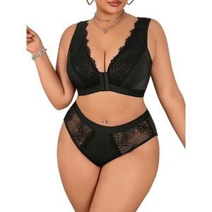Nuevo conjunto de lencería sexy push-up transfronterizo, conjunto de lencería semicubriente de encaje negro estilo europeo y americano para chicas sensuales, venta al por mayor - Product Image 5