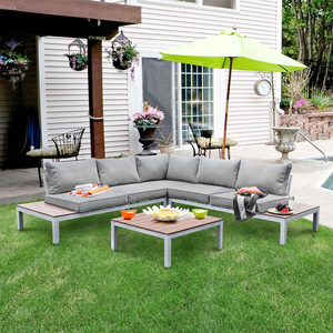 Moderno al aire libre <span class=keywords><strong>de</strong></span> aluminio teca Patio sofá conjunto <span class=keywords><strong>de</strong></span> <span class=keywords><strong>diseño</strong></span> atractivo tela <span class=keywords><strong>muebles</strong></span> <span class=keywords><strong>de</strong></span> jardín para hoteles piscinas para sala <span class=keywords><strong>de</strong></span> estar dormitorio - Product Image 4