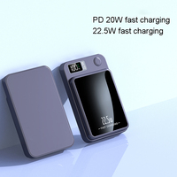 Batterie externe ultra-fine 10000 mAh, batterie externe portable 5000 mAh avec câbles, charge rapide 22,5 W, affichage LED, support pour téléphone