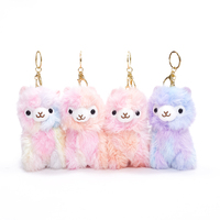 Lindo Llavero de Peluche de Alpaca con Degradado de Colores