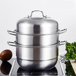 Juego de utensilios de cocina de alta calidad, vaporizador de acero inoxidable, olla de inducción con tapa de Metal, olla de sopa de 2/3 capas - Product Image 2
