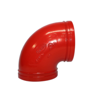 Coude de tuyauterie UL FM WFHSH 6 pouces, raccord de tuyauterie pour lutte contre l'incendie, coude rainuré à 90 degrés en fonte ductile