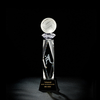 Trophée en cristal de golf pour compétitions sportives, cadeaux personnalisés, fabriqué par Small Bridge Professional Factory