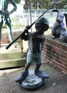 Decoración de jardín de artesanía de metal pequeño golfista estatua jim davidson esculturas de bronce - Product Image 3