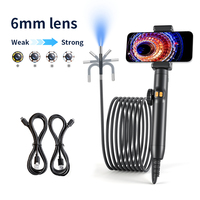 Caméra d'inspection portative Snake Borescope avec 6 LED lumineuses, câble semi-rigide, étanche IP67, diamètre 6/8 mm, outil de diagnostic HD