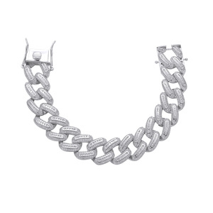 Pulsera de Cadena Cubana de 20 mm, Cadena Cubana de Cobre de Alta Resistencia con Incrustaciones de Zirconio para Hombre, Collar de Moda Tanjing Lijing - Product Image 4