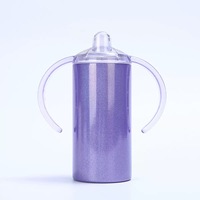 12oz BPA libre de biberón de bebé sublimación recta sin costuras Sippy taza para niños pequeños con 2 tapas
