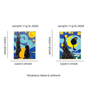 卸売工場直送 ゴッホ「星月夜」テーマ 猫 メタルエナメルピン - アートファン向けグッズ＆ブランドグッズのカスタム - Product Image 3