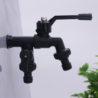 TMOK Offre Spéciale DN15 1/2 "pouces BSP Noir Double Double Sorties En Laiton Robinet De Jardin Bavoir D'eau Robinet Cock Bibcock