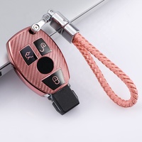 Housse de clé de voiture en fibre de carbone TPU avec porte-clés pour benz A B C E G K R S Class Smart Remote Car Key Case Holder