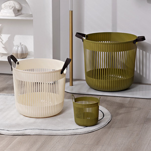 Cesto de Ropa Portátil Estilo Japonés, Organizador de Ropa Redondo de Plástico Hueco Grande para Baño - Product Image 4
