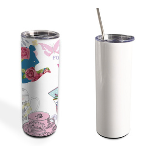 Cốc Vại Mỏng 20Oz <span class=keywords><strong>600Ml</strong></span> Bằng Thép Không Gỉ Có Nắp Và Ống Hút Thăng Hoa Màu Trắng - Product Image 1