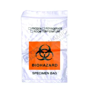 Plastic biohazard specimen bag leakproof orange with file pocket best for hosptials laboratory easy for sample collection
