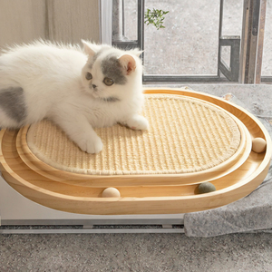 لوح خدش خشبي تفاعلي من الخيزران الفاخر ، لعبة أشجار القطط الداخلية ، كرة خدش ، كرتون معبأ بالكامل - Product Image 5