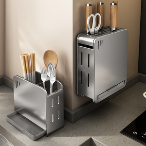 Stainless Steel Wall Mounted Spice Rack With <b>Hooks</b> For <b>Kitchen</b> Oil Bottle Storage Rectangle Design Heavy Duty - Product Image 4