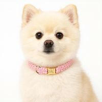 Collar de Perro Trenzado de Algodón Suave Hecho a Mano, Diseño de Nudo Plano, Cierre de Hebilla Metálica, Transpirable y Lavable, Opción de Grabado Láser