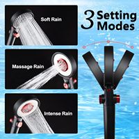 Pomme de douche turbo portable à débit réglable à haute pression 3 modes, eau dure filtrée en coton PP pour les soins de la peau, bouton marche/arrêt