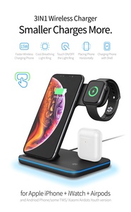 Station de charge sans fil pliable 3-en-1 15W à charge rapide pour <span class=keywords><strong>iPhone</strong></span> 17 16 15 14 <span class=keywords><strong>Apple</strong></span> Watch AirPods <span class=keywords><strong>Pro</strong></span> et organiseur de bureau - Product Image 2